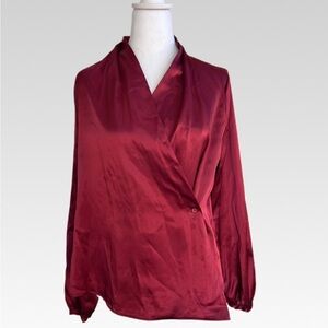 Calvin Klein Deep Red Satin Blouse Brand New